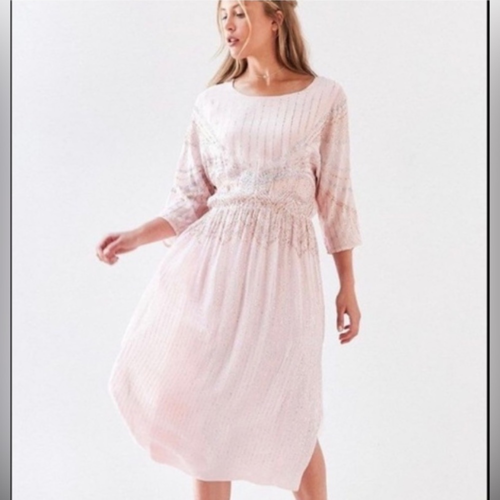 Urban Outfitters Antoinette Pink Glitter Sparkle Medium Dress Christmas Party